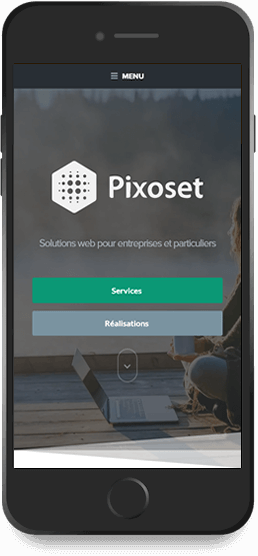 Capture d'écran représentant l'exemple d'une Page Pixoset sur appareil mobile